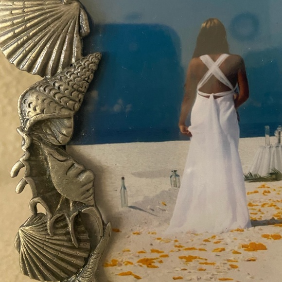 David’s Bridal Galina Chiffon & Beaded Beach style White Wedding Dress - Picture 9 of 10